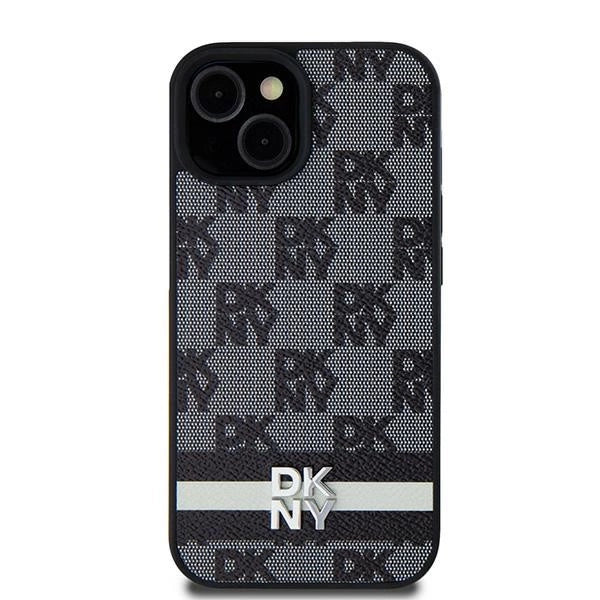 DKNY Leather Checkered Mono Pattern &amp; Printed Stripes case for Samsung Galaxy S24+ - black_0