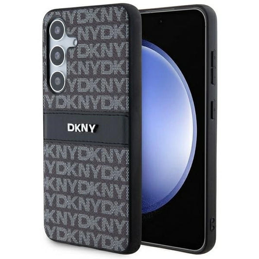 DKNY Leather Mono Stripe &amp; Metal Logo case for Samsung Galaxy S24+ - black_0