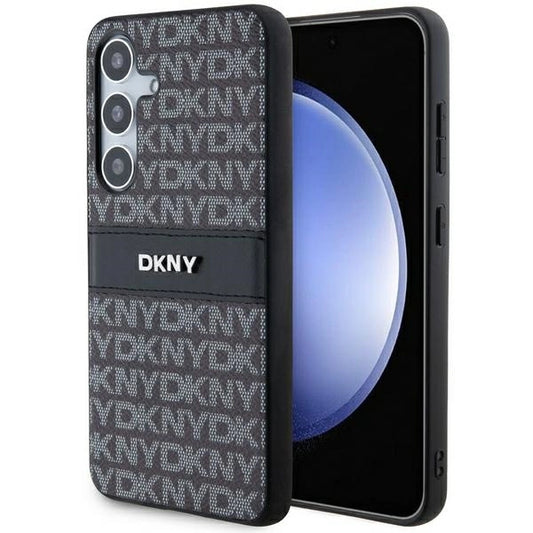 DKNY Leather Mono Stripe &amp; Metal Logo case for Samsung Galaxy S24 - black_0