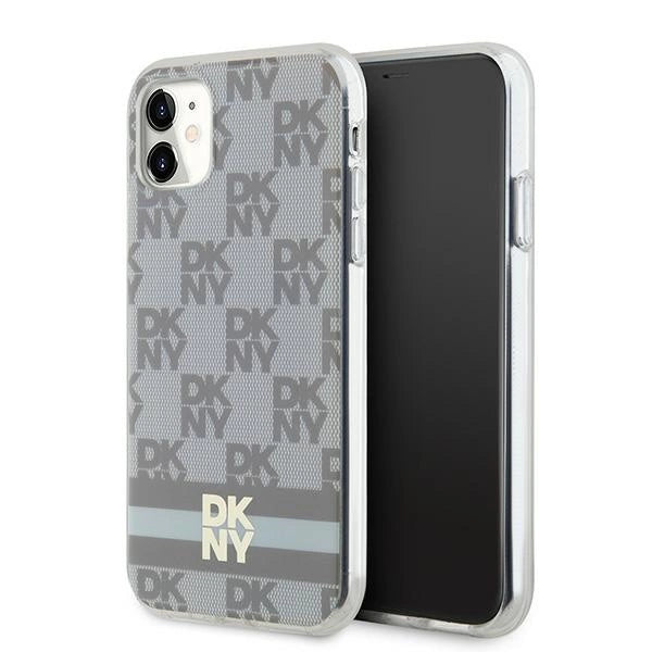 DKNY IML Checkered Mono Pattern &amp; Printed Stripes MagSafe case for iPhone 11 / Xr - beige_0