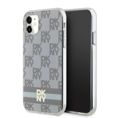 DKNY IML Checkered Mono Pattern &amp; Printed Stripes MagSafe case for iPhone 11 / Xr - beige_0