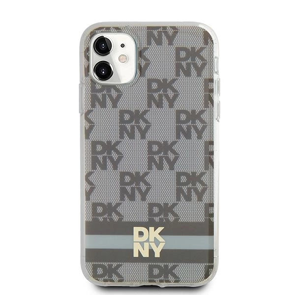 DKNY IML Checkered Mono Pattern &amp; Printed Stripes MagSafe case for iPhone 11 / Xr - beige_2