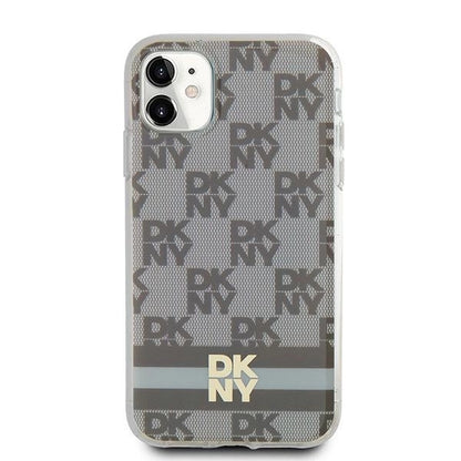 DKNY IML Checkered Mono Pattern &amp; Printed Stripes MagSafe case for iPhone 11 / Xr - beige_2