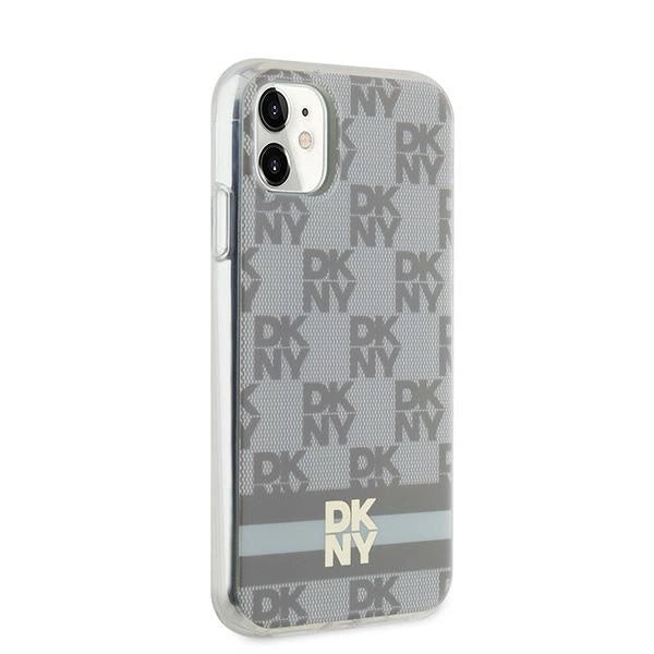 DKNY IML Checkered Mono Pattern &amp; Printed Stripes MagSafe case for iPhone 11 / Xr - beige_3