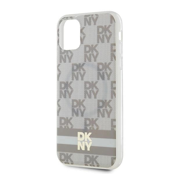 DKNY IML Checkered Mono Pattern &amp; Printed Stripes MagSafe case for iPhone 11 / Xr - beige_5