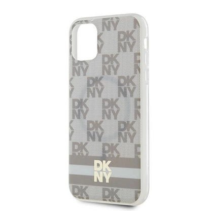 DKNY IML Checkered Mono Pattern &amp; Printed Stripes MagSafe case for iPhone 11 / Xr - beige_5