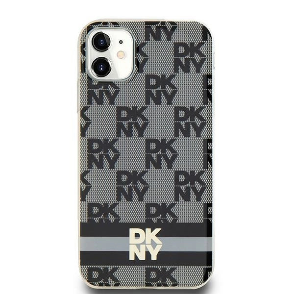 DKNY IML Checkered Mono Pattern &amp; Printed Stripes MagSafe Case for iPhone 11 / Xr - Black_0