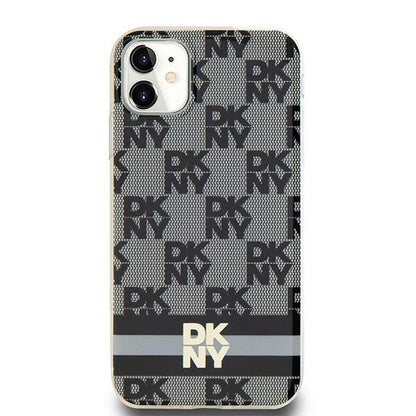 DKNY IML Checkered Mono Pattern &amp; Printed Stripes MagSafe Case for iPhone 11 / Xr - Black_0