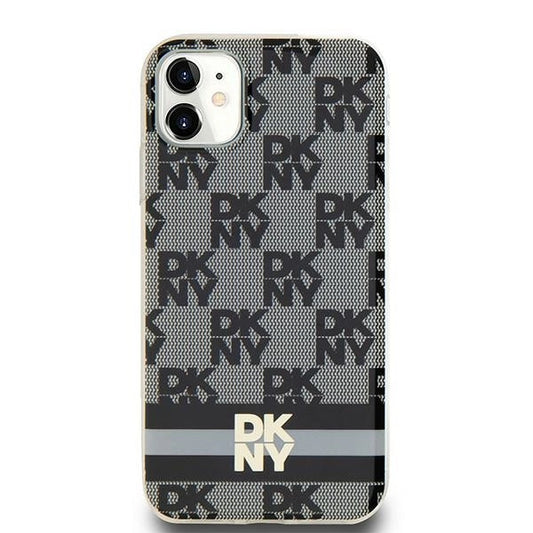 DKNY IML Checkered Mono Pattern &amp; Printed Stripes MagSafe Case for iPhone 11 / Xr - Black_0