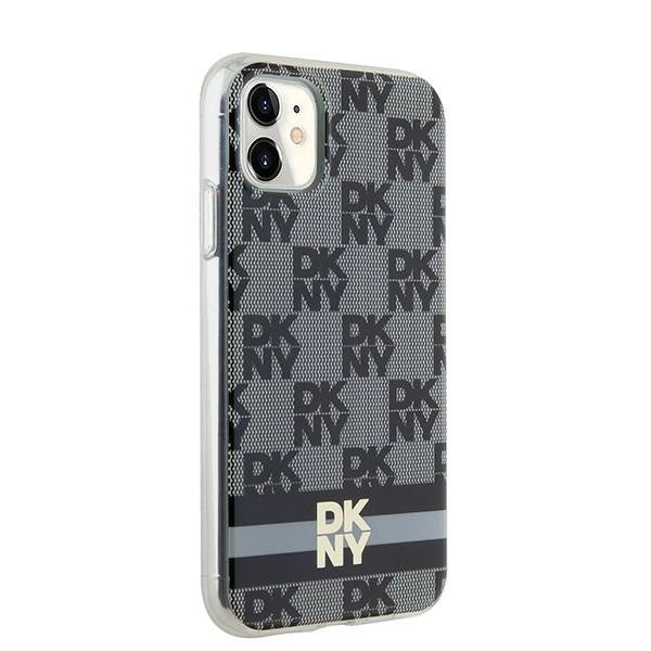 DKNY IML Checkered Mono Pattern &amp; Printed Stripes MagSafe Case for iPhone 11 / Xr - Black_2