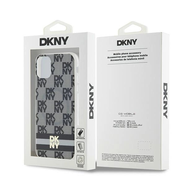 DKNY IML Checkered Mono Pattern &amp; Printed Stripes MagSafe Case for iPhone 11 / Xr - Black_5
