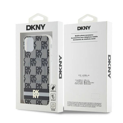 DKNY IML Checkered Mono Pattern &amp; Printed Stripes MagSafe Case for iPhone 11 / Xr - Black_5