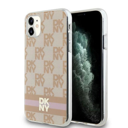 DKNY IML Checkered Mono Pattern &amp; Printed Stripes MagSafe case for iPhone 11 / Xr - pink_0