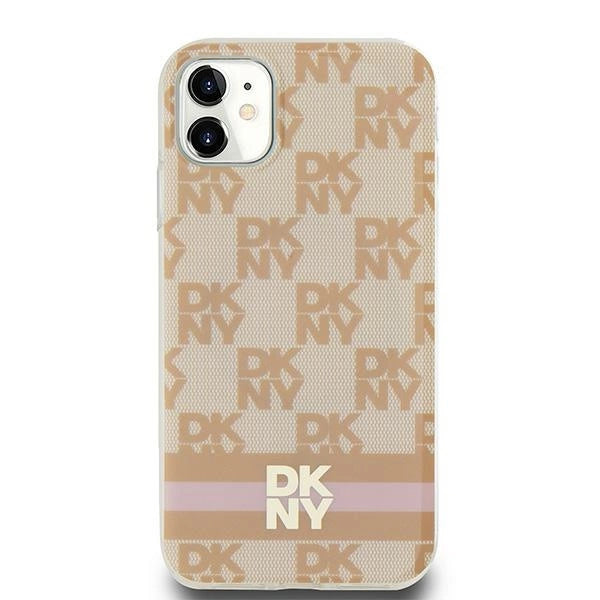 DKNY IML Checkered Mono Pattern &amp; Printed Stripes MagSafe case for iPhone 11 / Xr - pink_2