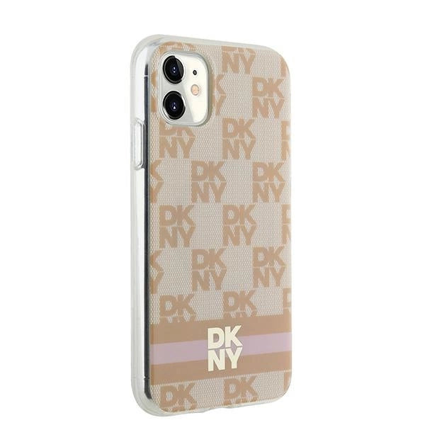 DKNY IML Checkered Mono Pattern &amp; Printed Stripes MagSafe case for iPhone 11 / Xr - pink_3