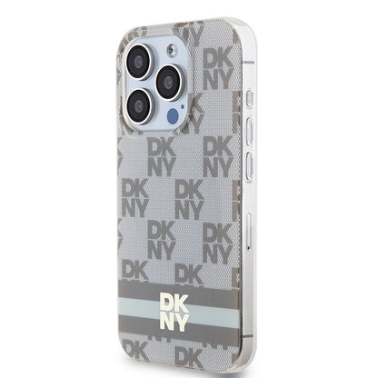 DKNY IML Checkered Mono Pattern &amp; Printed Stripes MagSafe case for iPhone 13 Pro / 13 - beige_1