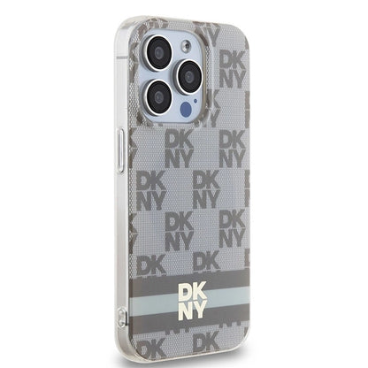 DKNY IML Checkered Mono Pattern &amp; Printed Stripes MagSafe case for iPhone 13 Pro / 13 - beige_3