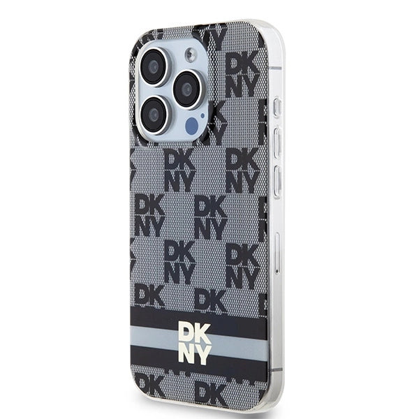 DKNY IML Checkered Mono Pattern &amp; Printed Stripes MagSafe Case for iPhone 13 Pro / 13 - Black_1