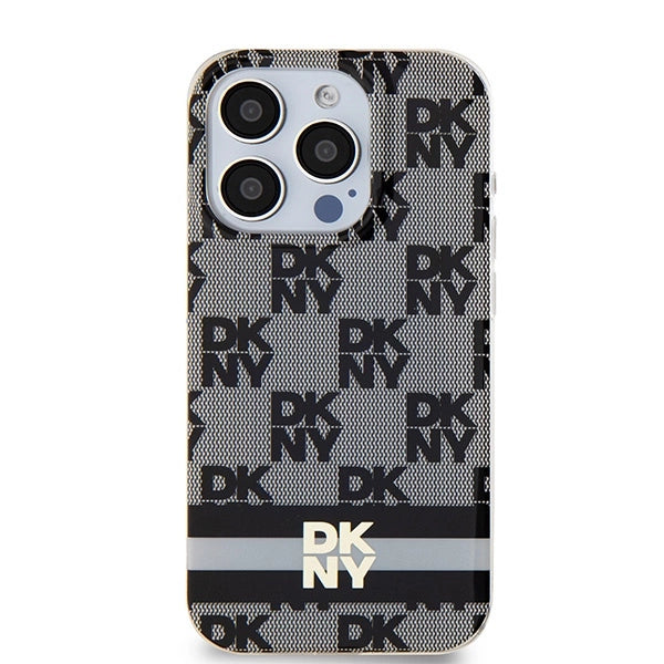 DKNY IML Checkered Mono Pattern &amp; Printed Stripes MagSafe Case for iPhone 13 Pro / 13 - Black_2