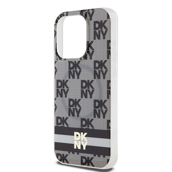 DKNY IML Checkered Mono Pattern &amp; Printed Stripes MagSafe Case for iPhone 13 Pro / 13 - Black_5