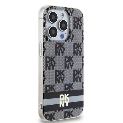 DKNY IML Checkered Mono Pattern &amp; Printed Stripes MagSafe Case for iPhone 13 Pro Max - Black_3