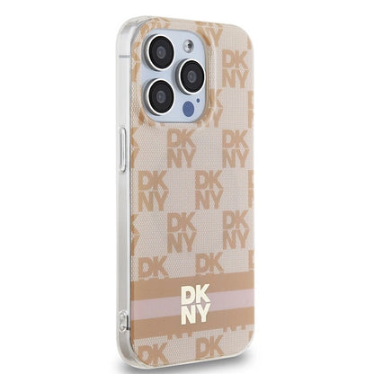 DKNY IML Checkered Mono Pattern &amp; Printed Stripes MagSafe case for iPhone 13 Pro Max - pink_3