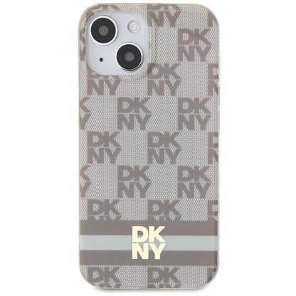 DKNY IML Checkered Mono Pattern &amp; Printed Stripes MagSafe case for iPhone 15 / 14 / 13 - beige_2