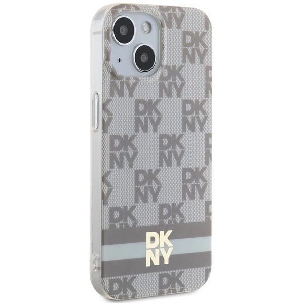 DKNY IML Checkered Mono Pattern &amp; Printed Stripes MagSafe case for iPhone 15 / 14 / 13 - beige_3