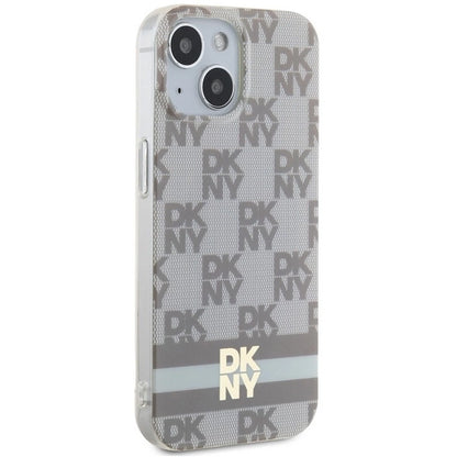 DKNY IML Checkered Mono Pattern &amp; Printed Stripes MagSafe case for iPhone 15 / 14 / 13 - beige_3