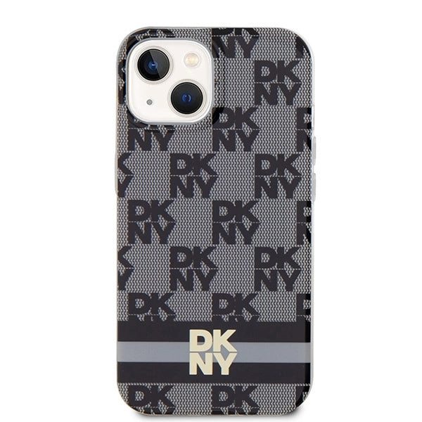 DKNY IML Checkered Mono Pattern &amp; Printed Stripes MagSafe Case for iPhone 15/14/13 - Black_2