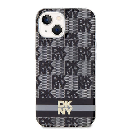 DKNY IML Checkered Mono Pattern &amp; Printed Stripes MagSafe Case for iPhone 15/14/13 - Black_2