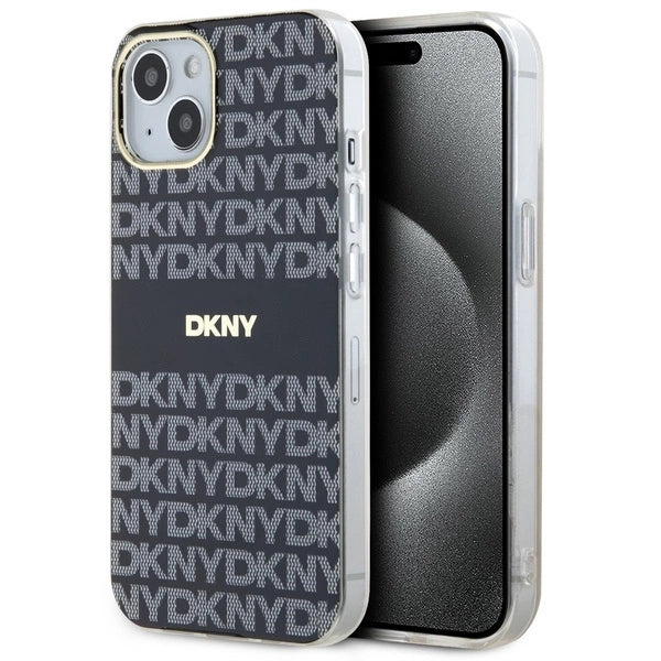 DKNY IML Mono &amp; Stripe MagSafe Case for iPhone 15/14/13 - Black_0