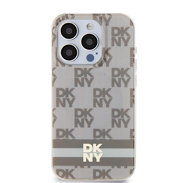 DKNY IML Checkered Mono Pattern &amp; Printed Stripes MagSafe case for iPhone 14 Pro Max - beige_2