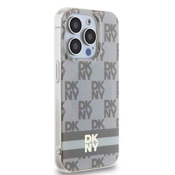 DKNY IML Checkered Mono Pattern &amp; Printed Stripes MagSafe case for iPhone 14 Pro Max - beige_3