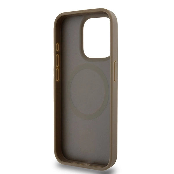 DKNY Leather Pattern Metal Logo MagSafe case for iPhone 14 Pro Max - brown_6