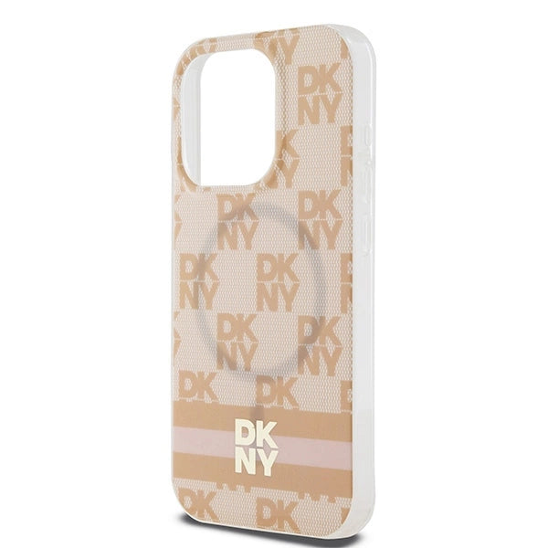 DKNY IML Checkered Mono Pattern &amp; Printed Stripes MagSafe case for iPhone 15 Pro - pink_5