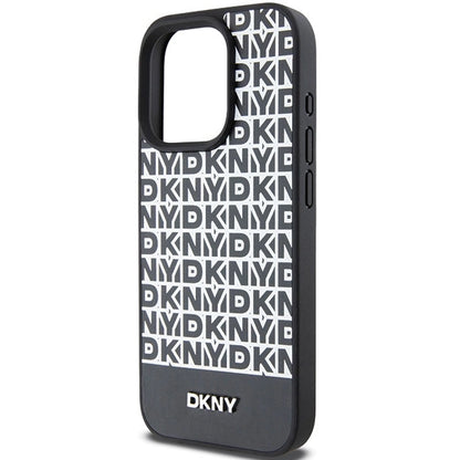DKNY Leather Printed Pattern Metal Logo MagSafe Case for iPhone 15 Pro - Black_5