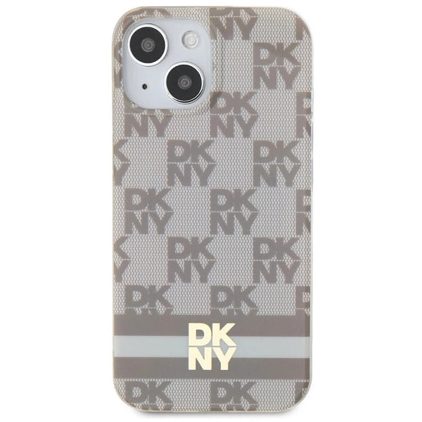 DKNY IML Checkered Mono Pattern &amp; Printed Stripes MagSafe Case for iPhone 15 Plus / 14 Plus - Beige_2