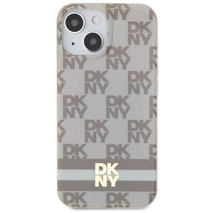 DKNY IML Checkered Mono Pattern &amp; Printed Stripes MagSafe Case for iPhone 15 Plus / 14 Plus - Beige_2