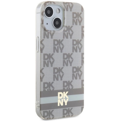 DKNY IML Checkered Mono Pattern &amp; Printed Stripes MagSafe Case for iPhone 15 Plus / 14 Plus - Beige_3