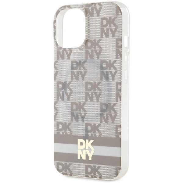 DKNY IML Checkered Mono Pattern &amp; Printed Stripes MagSafe Case for iPhone 15 Plus / 14 Plus - Beige_5