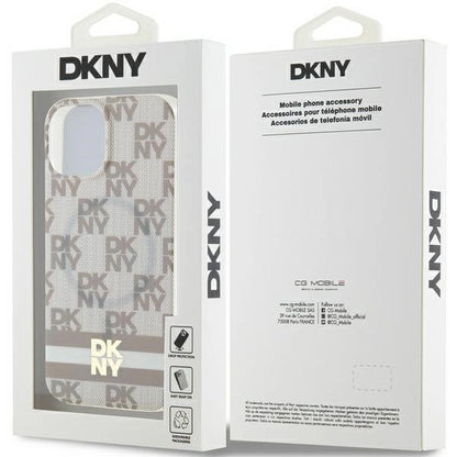 DKNY IML Checkered Mono Pattern &amp; Printed Stripes MagSafe Case for iPhone 15 Plus / 14 Plus - Beige_7