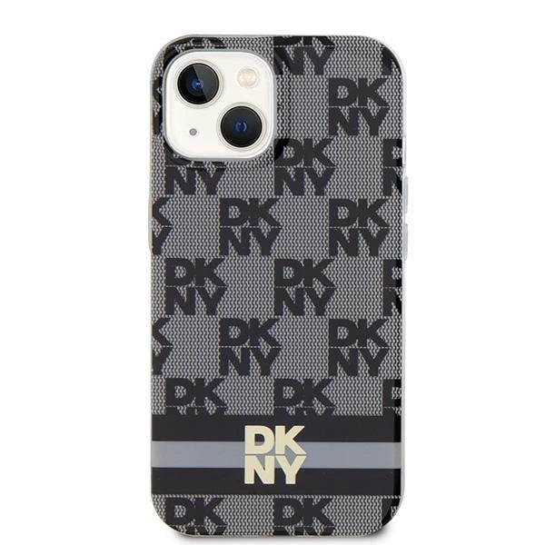 DKNY IML Checkered Mono Pattern &amp; Printed Stripes MagSafe Case for iPhone 15 Plus / 14 Plus - Black_2