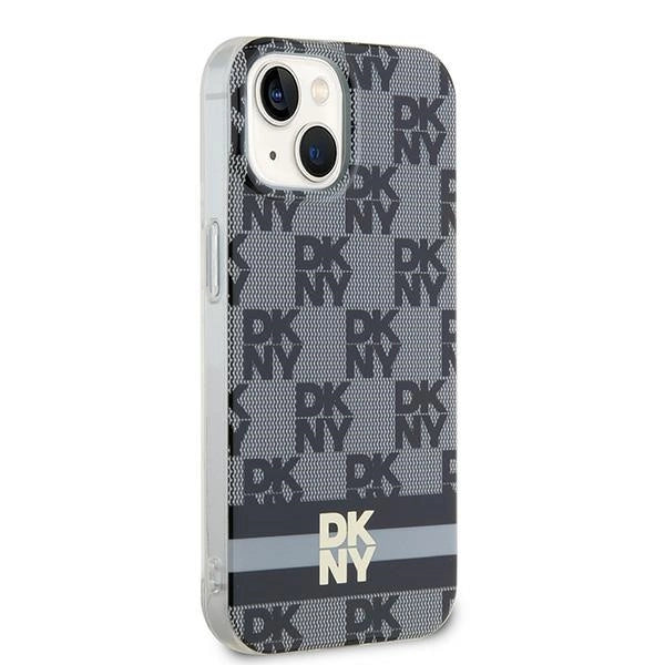DKNY IML Checkered Mono Pattern &amp; Printed Stripes MagSafe Case for iPhone 15 Plus / 14 Plus - Black_3