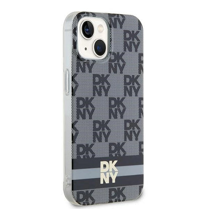 DKNY IML Checkered Mono Pattern &amp; Printed Stripes MagSafe Case for iPhone 15 Plus / 14 Plus - Black_3