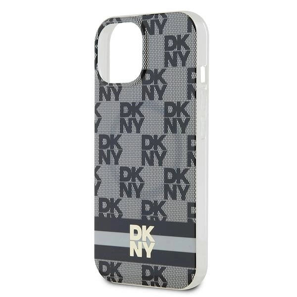 DKNY IML Checkered Mono Pattern &amp; Printed Stripes MagSafe Case for iPhone 15 Plus / 14 Plus - Black_5