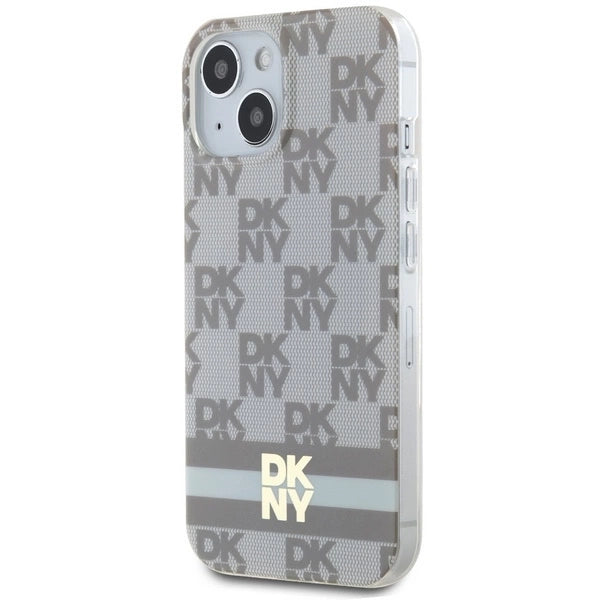 DKNY IML Checkered Mono Pattern &amp; Printed Stripes MagSafe case for iPhone 15 / 14 / 13 - beige_1