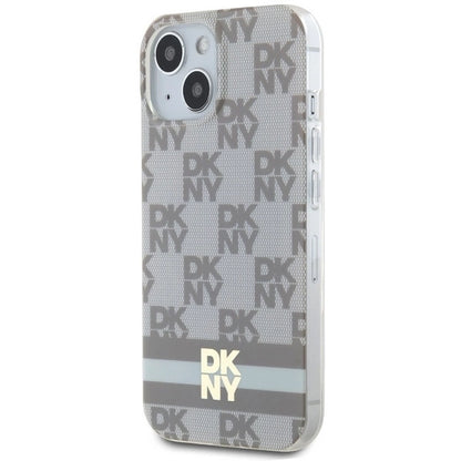 DKNY IML Checkered Mono Pattern &amp; Printed Stripes MagSafe case for iPhone 15 / 14 / 13 - beige_1