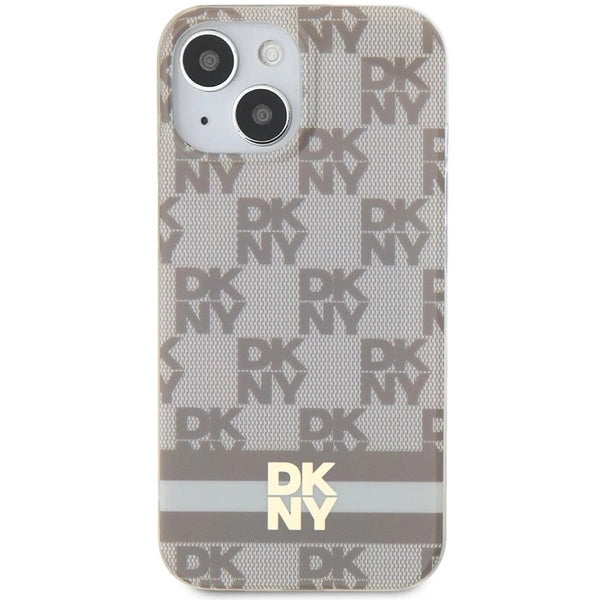 DKNY IML Checkered Mono Pattern &amp; Printed Stripes MagSafe case for iPhone 15 / 14 / 13 - beige_2