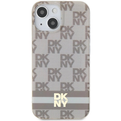 DKNY IML Checkered Mono Pattern &amp; Printed Stripes MagSafe case for iPhone 15 / 14 / 13 - beige_2